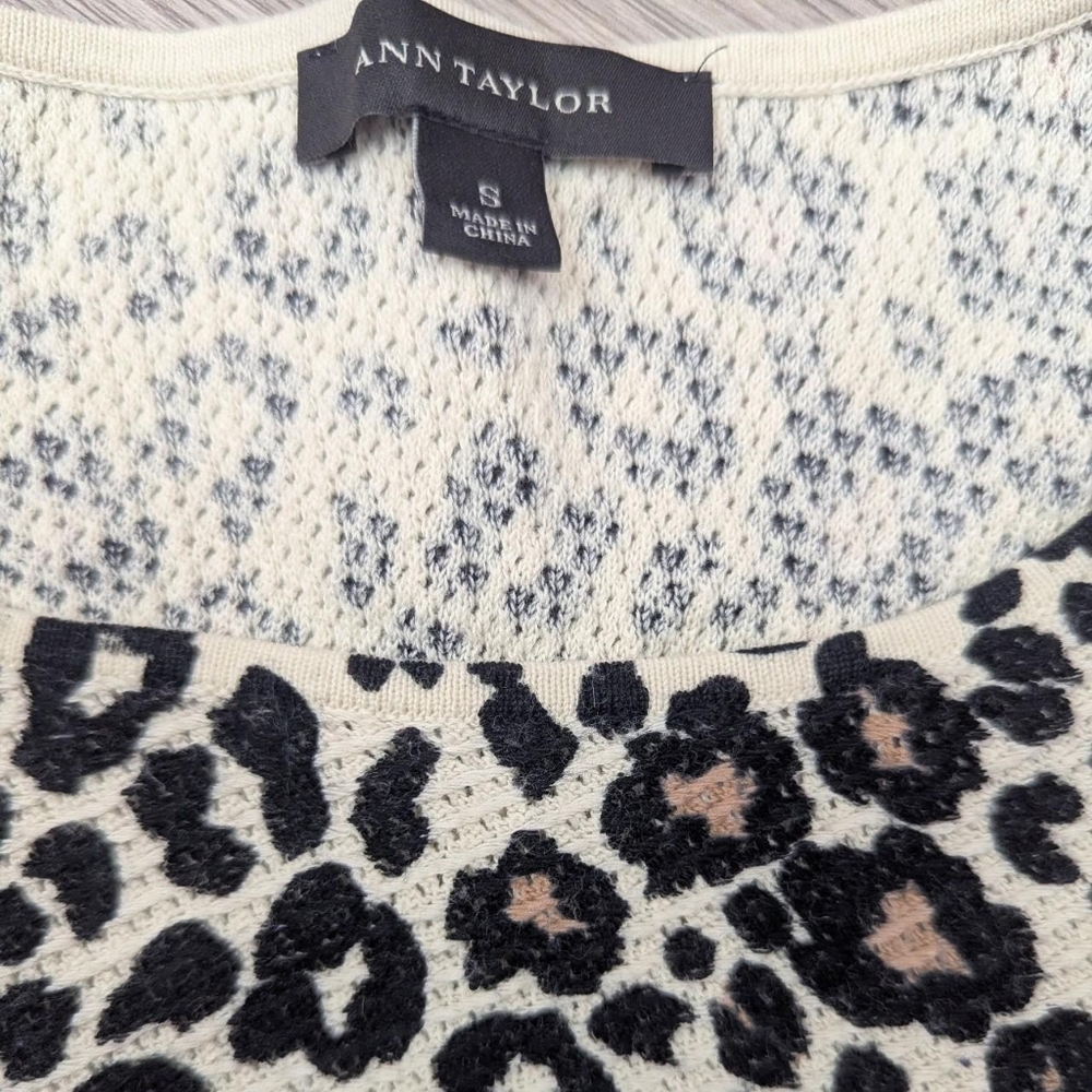 Ann Taylor Leopard Print Mesh Stitch Sweater - Picture 6 of 6